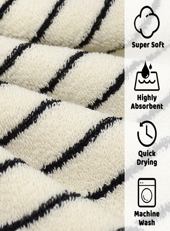 Jacquotha Striped Cotton Washcloths 4 Pack, 13” x 13” - Soft Wash Cloths for Bathroom, Kitchen, Gym, Face, Black and Cream - Image 4